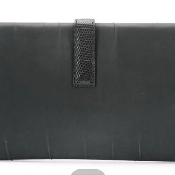 Auth Rare Hermès Jige Elan 29 Clutch in Black Textile and Lizardskin Trim w/COA - Picture 3 of 7